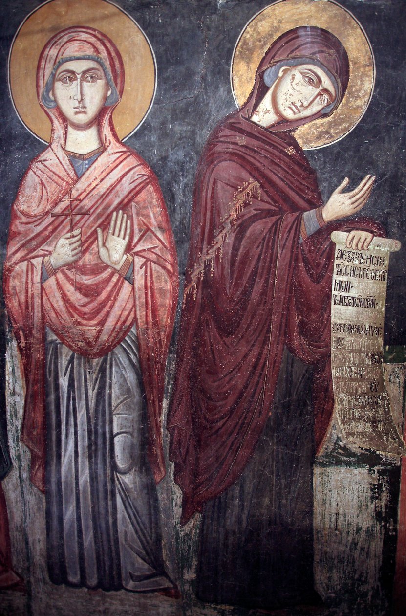 St Marina og Jomfru Maria Timios Stavros tou Agiasmati kirke, Agiasmatis hellige kors Cypern 1400-tallet Malede kirker UNESCO-sted Troodos, Cypern af Unbekannt