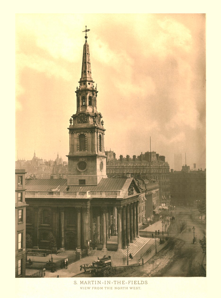 St Martin-in-the-Fields, Udsigt fra Nordvest, midten af slutningen af det 19. århundrede. af Unbekannt