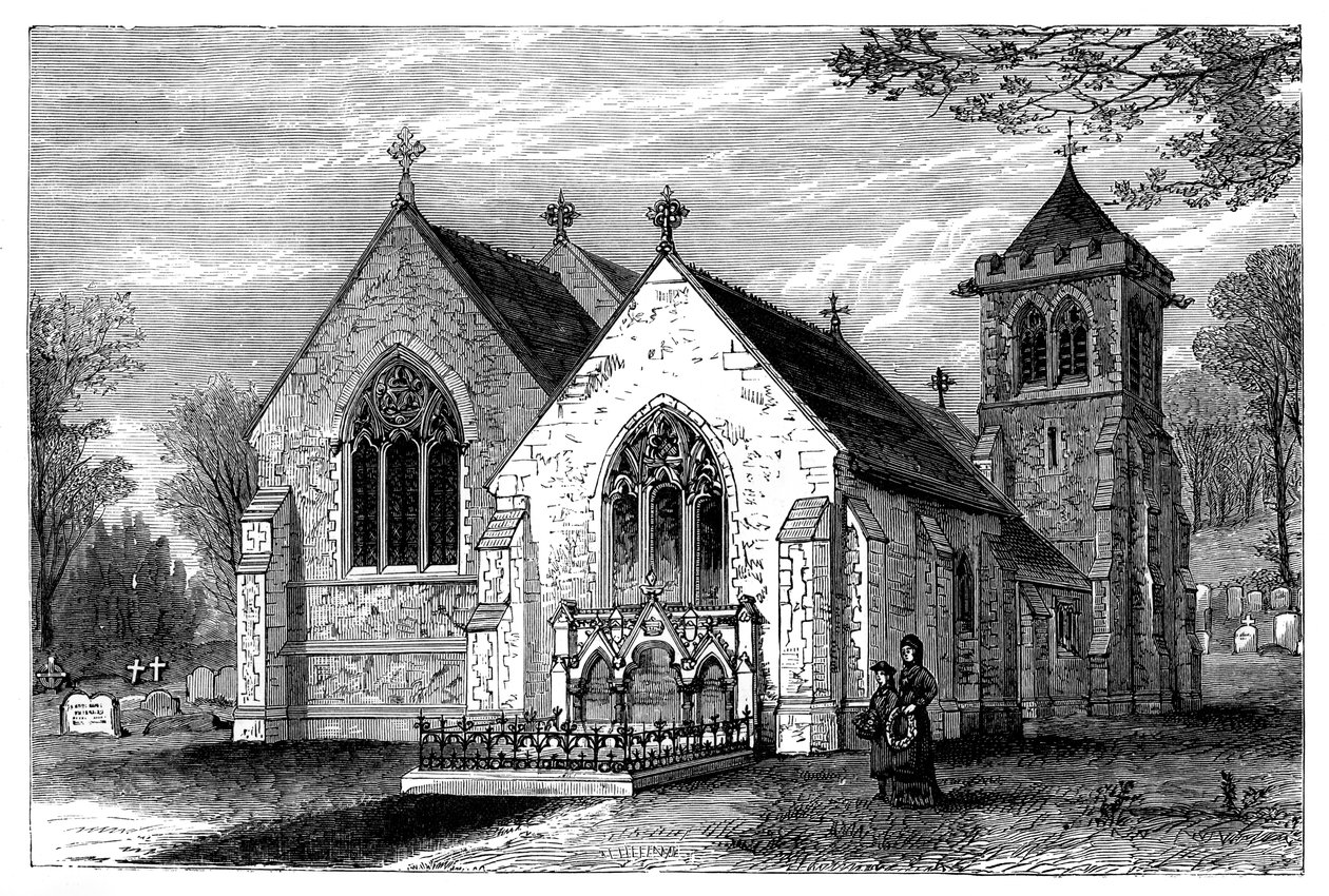 St Michaels Church og Benjamin Disraelis grav 1804-1881, slutningen af det 19. århundrede af Unbekannt