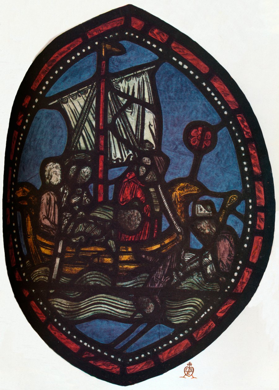 St Nicholas vindue i Jerusalem Chamber of Westminster Abbey: Nicholas og den falske pilgrim, af Unbekannt