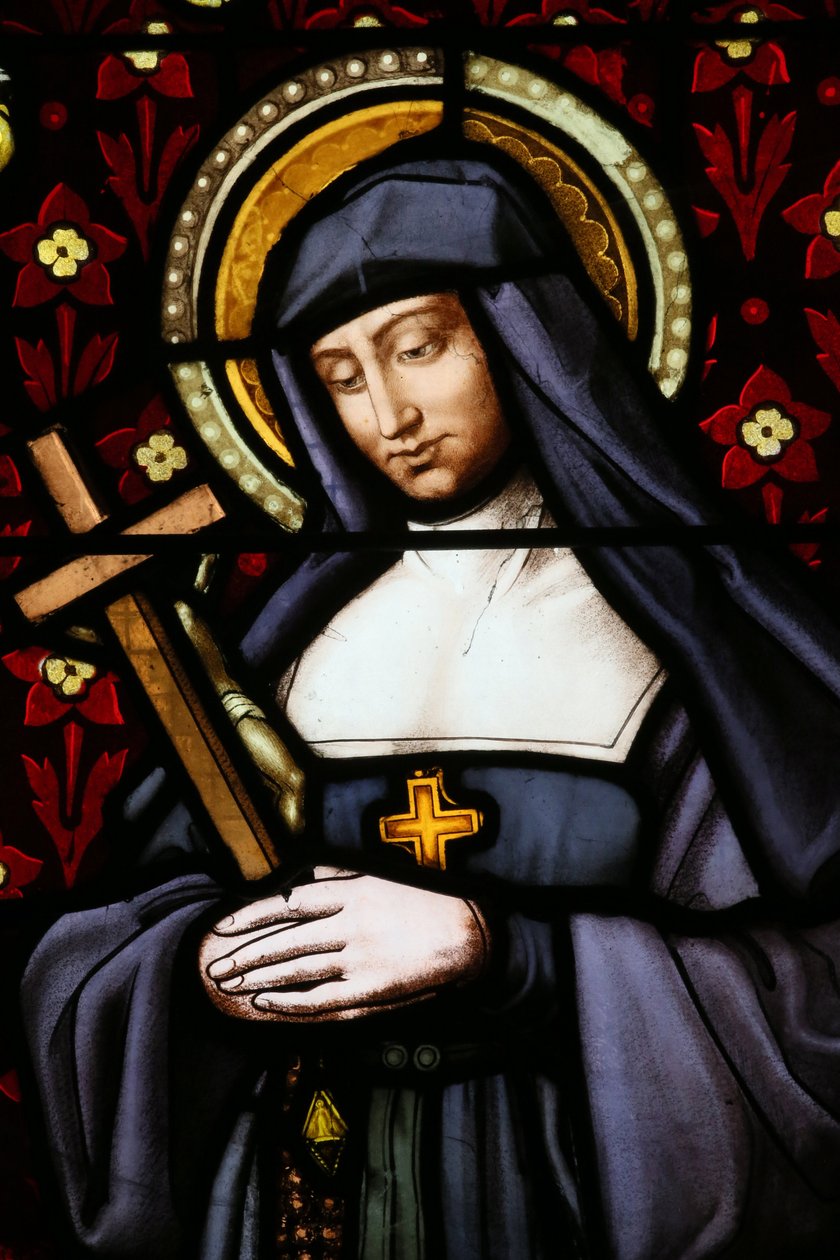 St. Paul kirke. Glasmosaik vindue. Jane Frances de Chantal (Jeanne de Chantal, Jeanne Francoise Fremyot de Rabutin, Baronesse de Chantal af Unbekannt