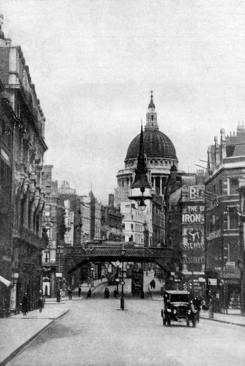 St Pauls Cathedral fra Fleet Street på en søndag, London, c1930