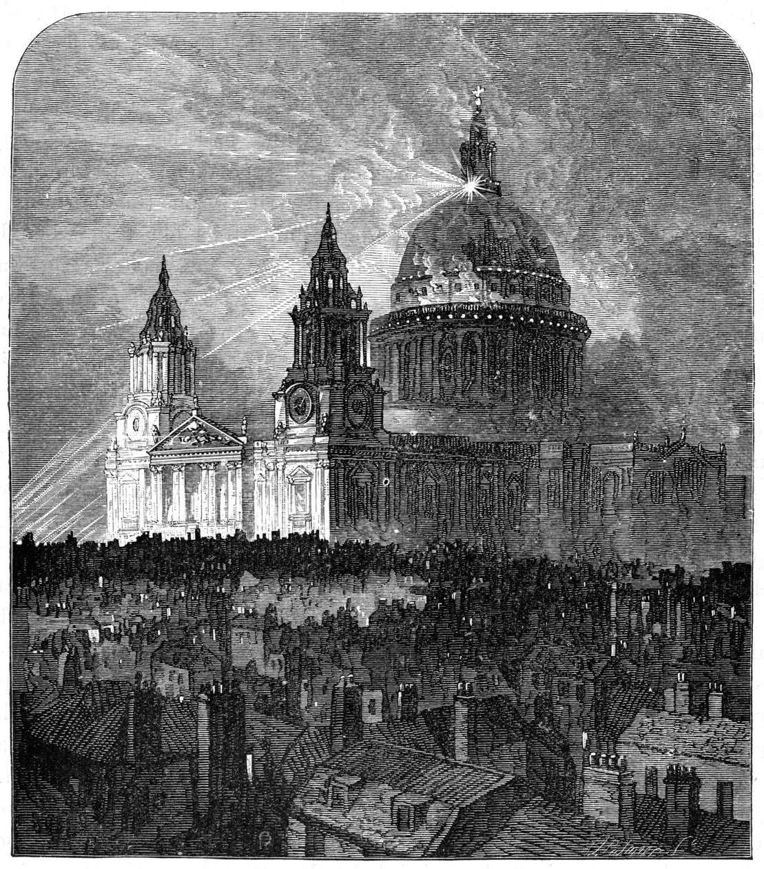 St Pauls Cathedral oplyst til Thanksgiving Day, London, 1900 af Unbekannt