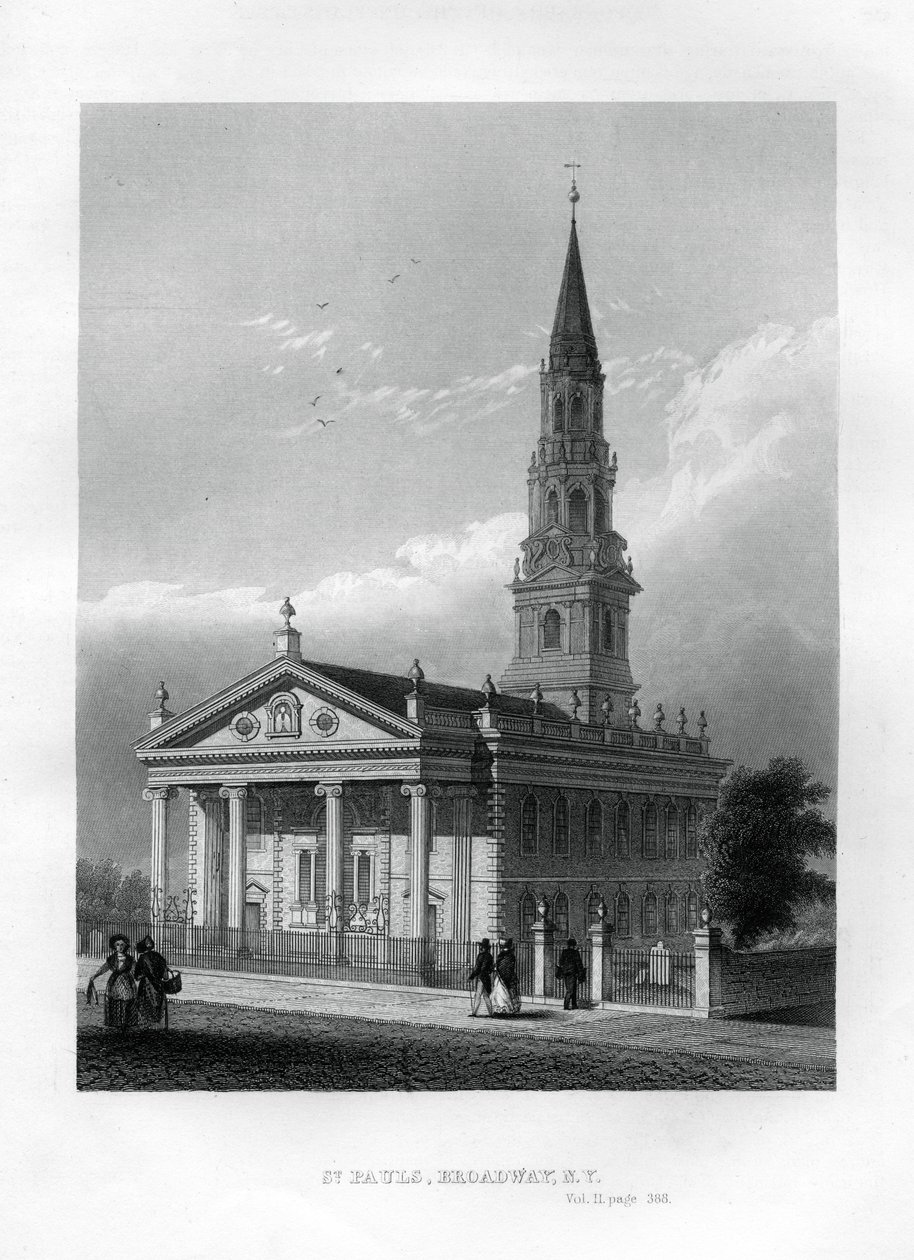 St Pauls Chapel, Broadway, New York, 1855 af Unbekannt