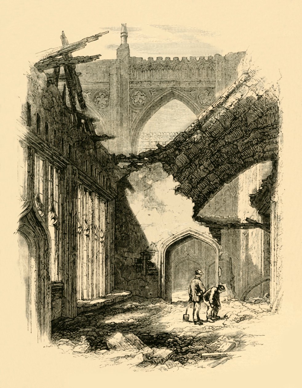 St. Stephens Kapel. - Interiør efter Branden, 1881. af Unbekannt