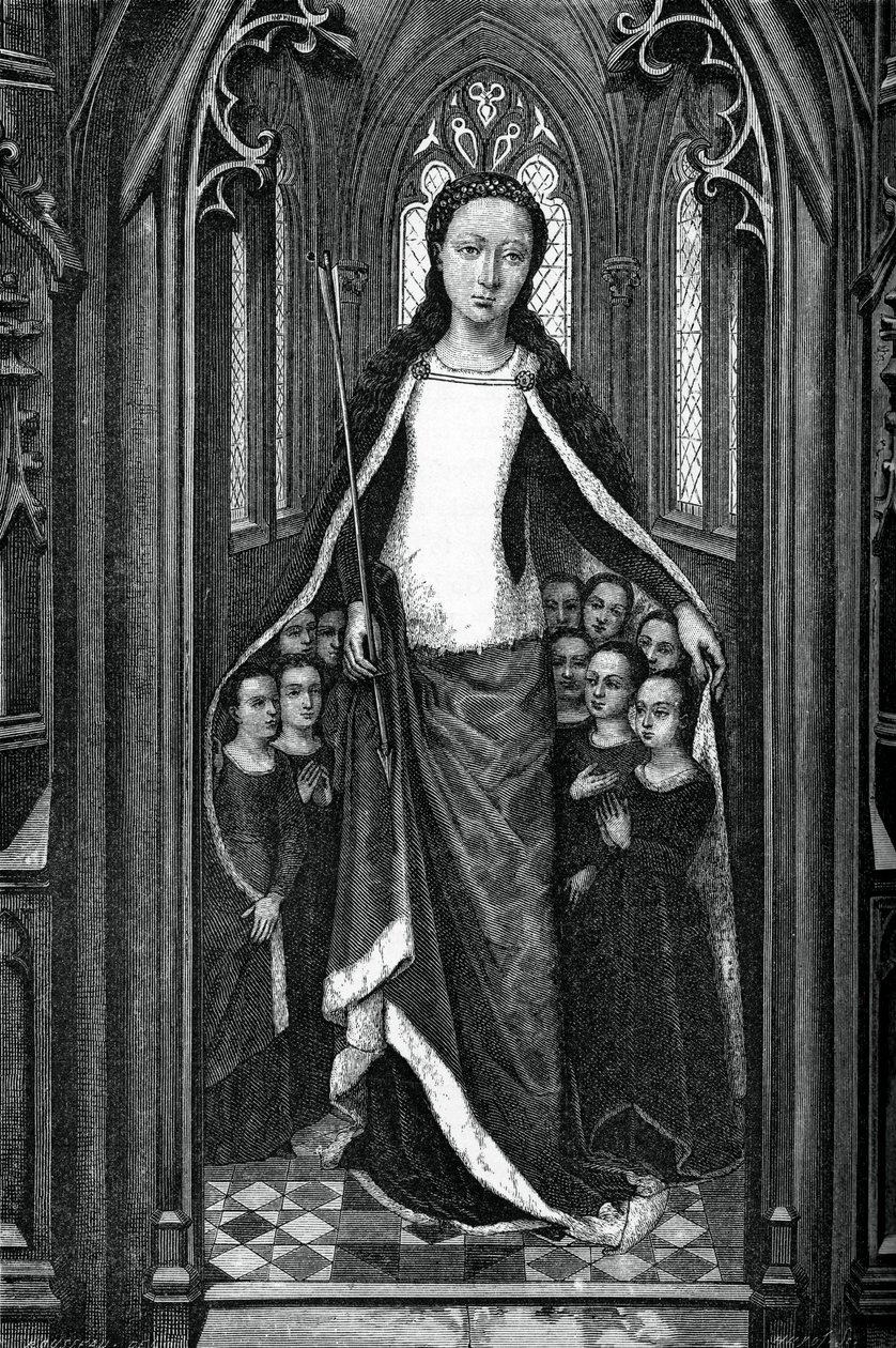 Sankt Ursula og de hellige jomfruer, fra Sankt Ursulas relikvieskrin, 1489, 1870 af Unbekannt