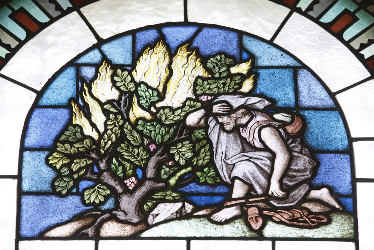 Glasmaleri: Moses og ilden, Budapest, Hongrie af Unbekannt