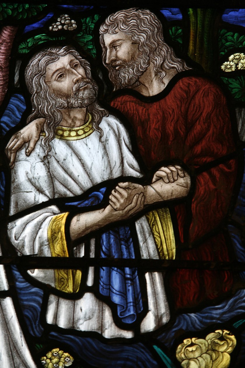 Glasmaleri: Johannes døber Jesus, Jerusalem, Israel af Unbekannt
