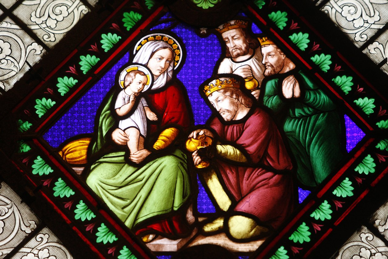 Farvet glas i Ainay basilikaen: Maggi, Lyon, Frankrig af Unbekannt