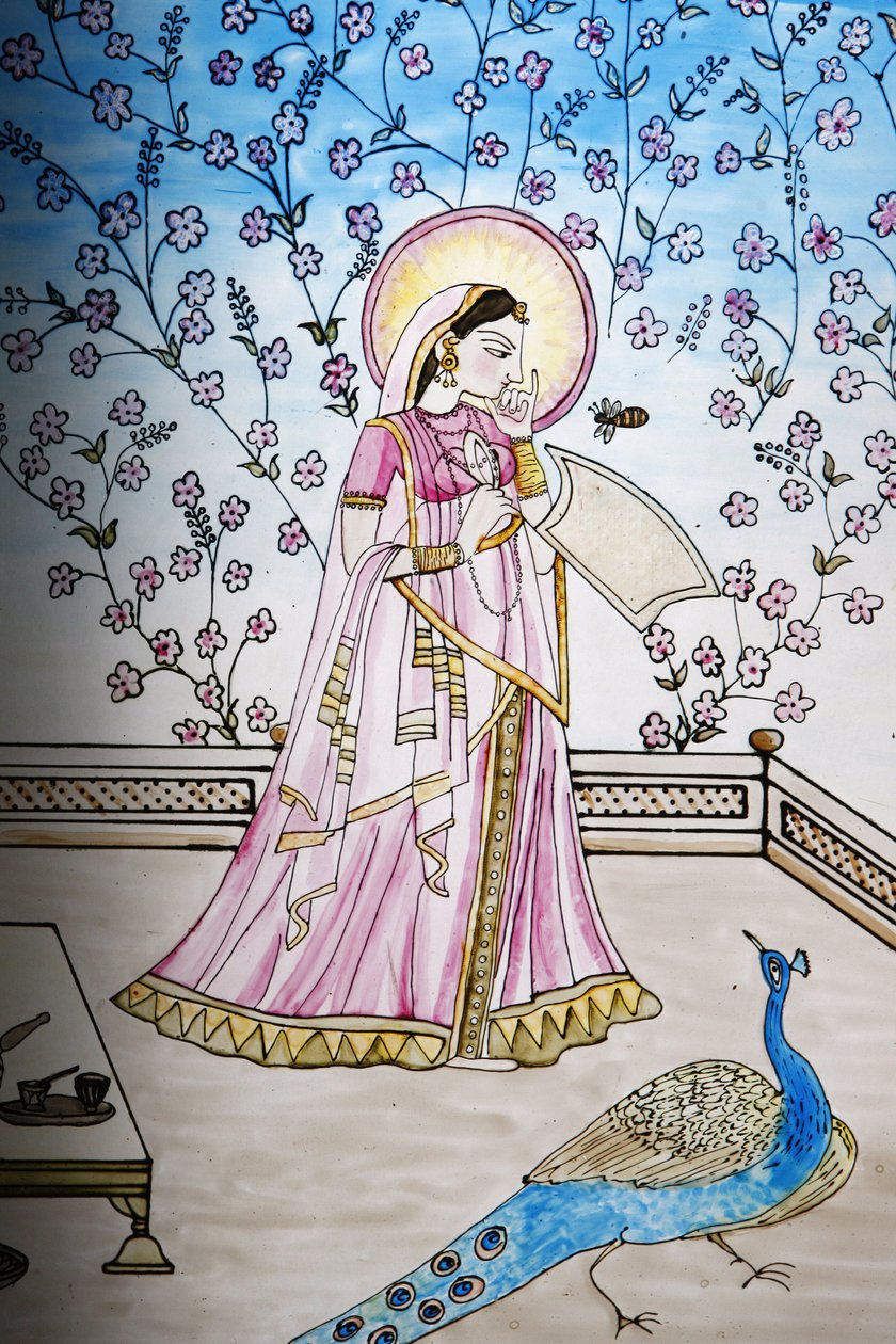 Farvet glas i Iskcon-templet, Londres, Grande-Bretagne af Unbekannt