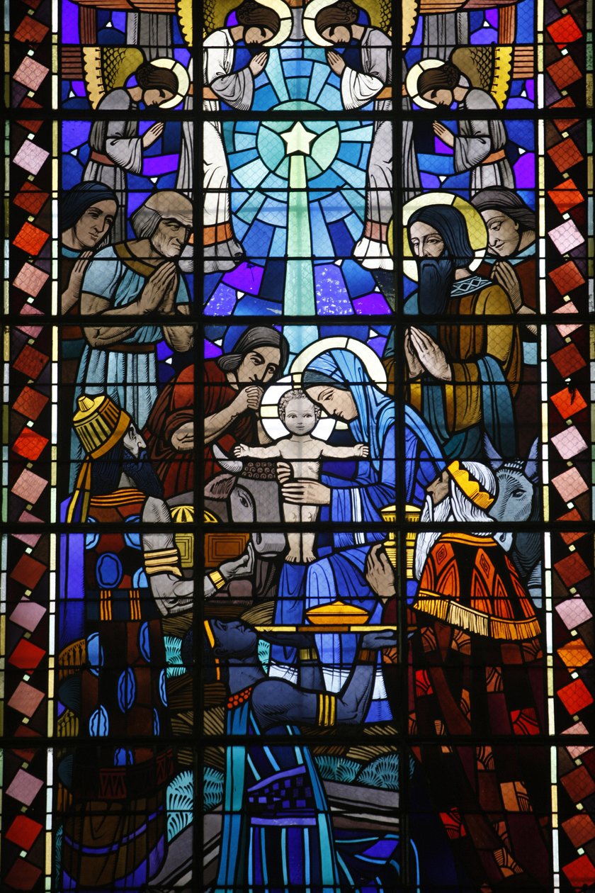 Glasmaleri i Notre Dame du Rosaire katolske kirke: Krybbe, Saint-Ouen, Frankrig af Unbekannt