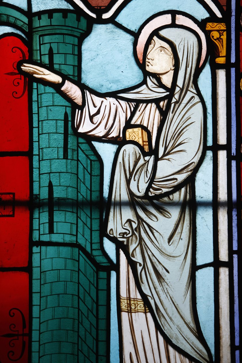 Glasmaleri i Notre Dame katedral kloster: historien om Sainte Genevieve, skytshelgen for Paris, Paris, Frankrig af Unbekannt