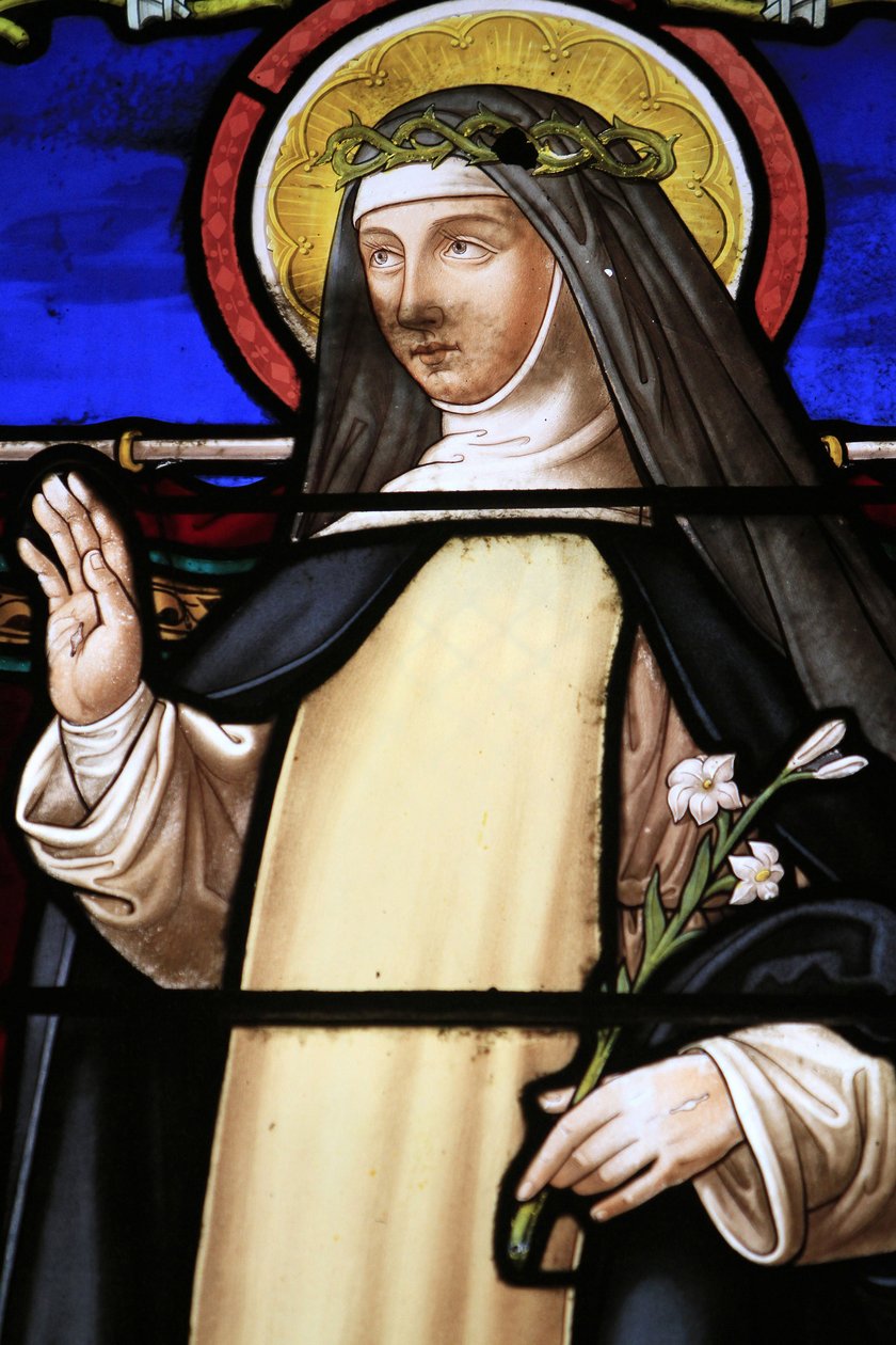 Glasmosaik vindue. Den hellige Katarina af Siena. 1883. af Unbekannt