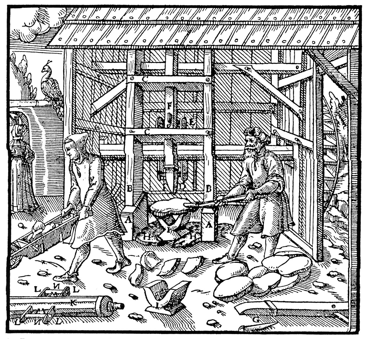 Stempel til brydning af kobberkuppelkager til yderligere raffinering, 1556 af Unbekannt