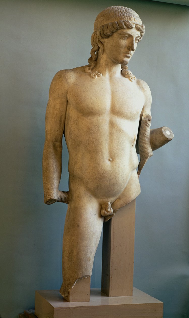 Statue af Apollo, græsk, ca. 480-400 f.Kr. (marmor) af Unbekannt