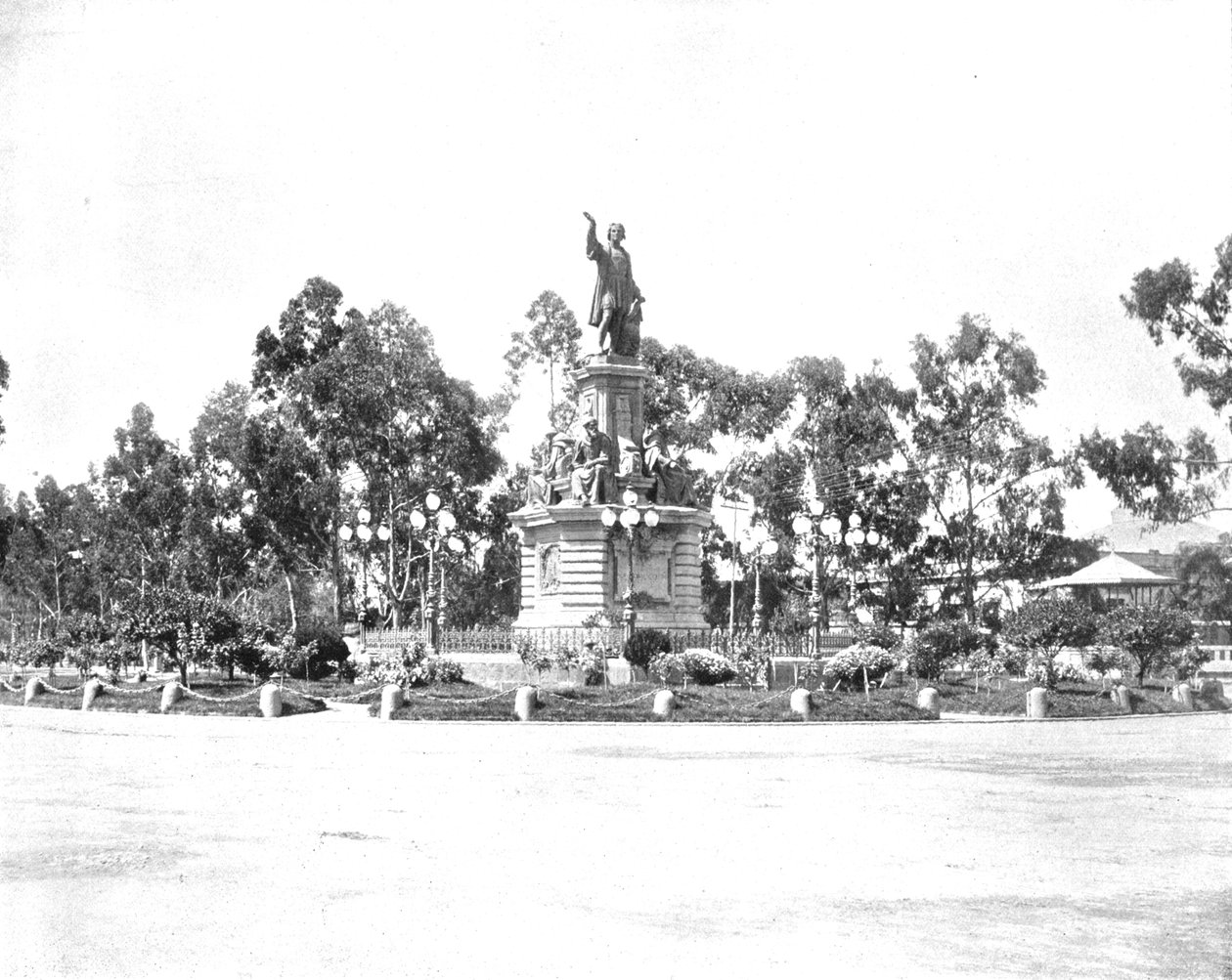 Statue af Columbus på Paseo, Mexico City, Mexico, c1900. af Unbekannt