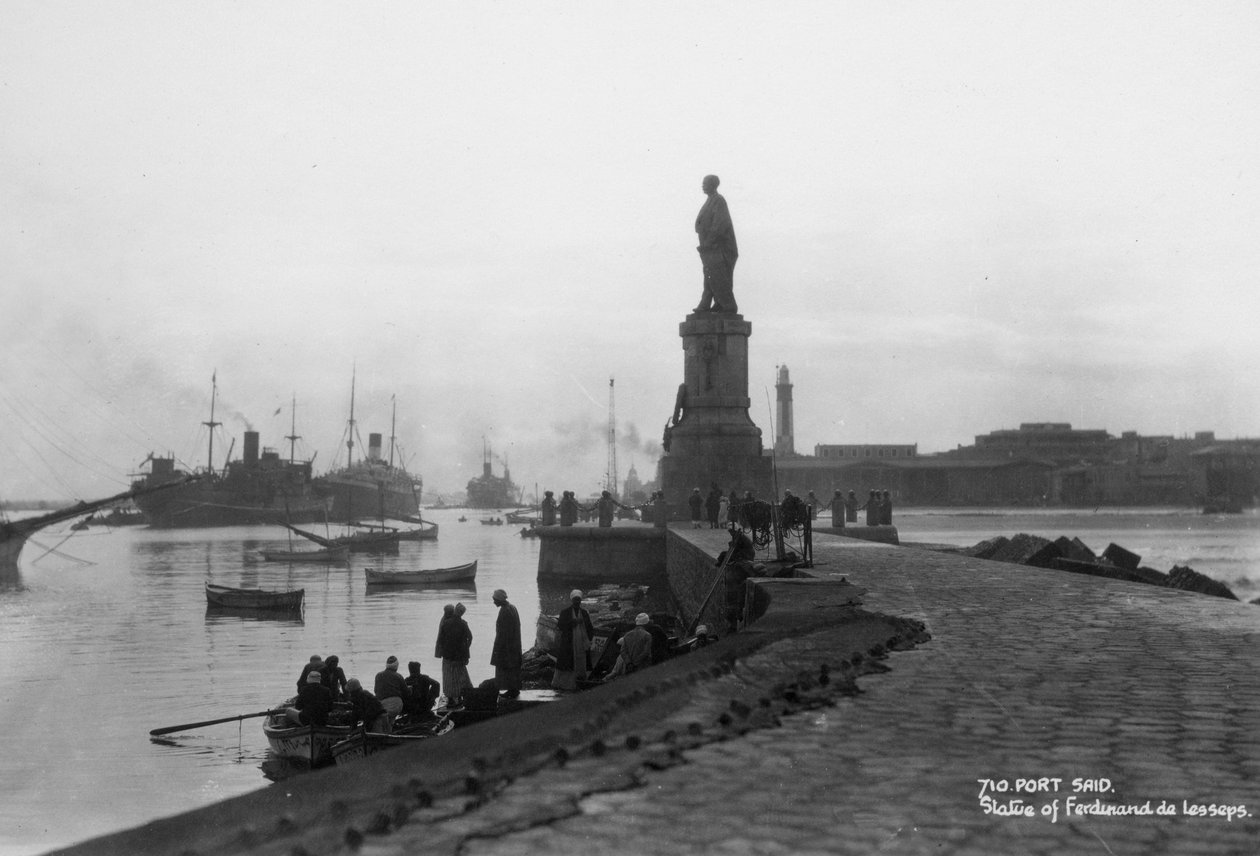 Statue af Ferdinand de Lesseps, Port Said, Egypten, c1920