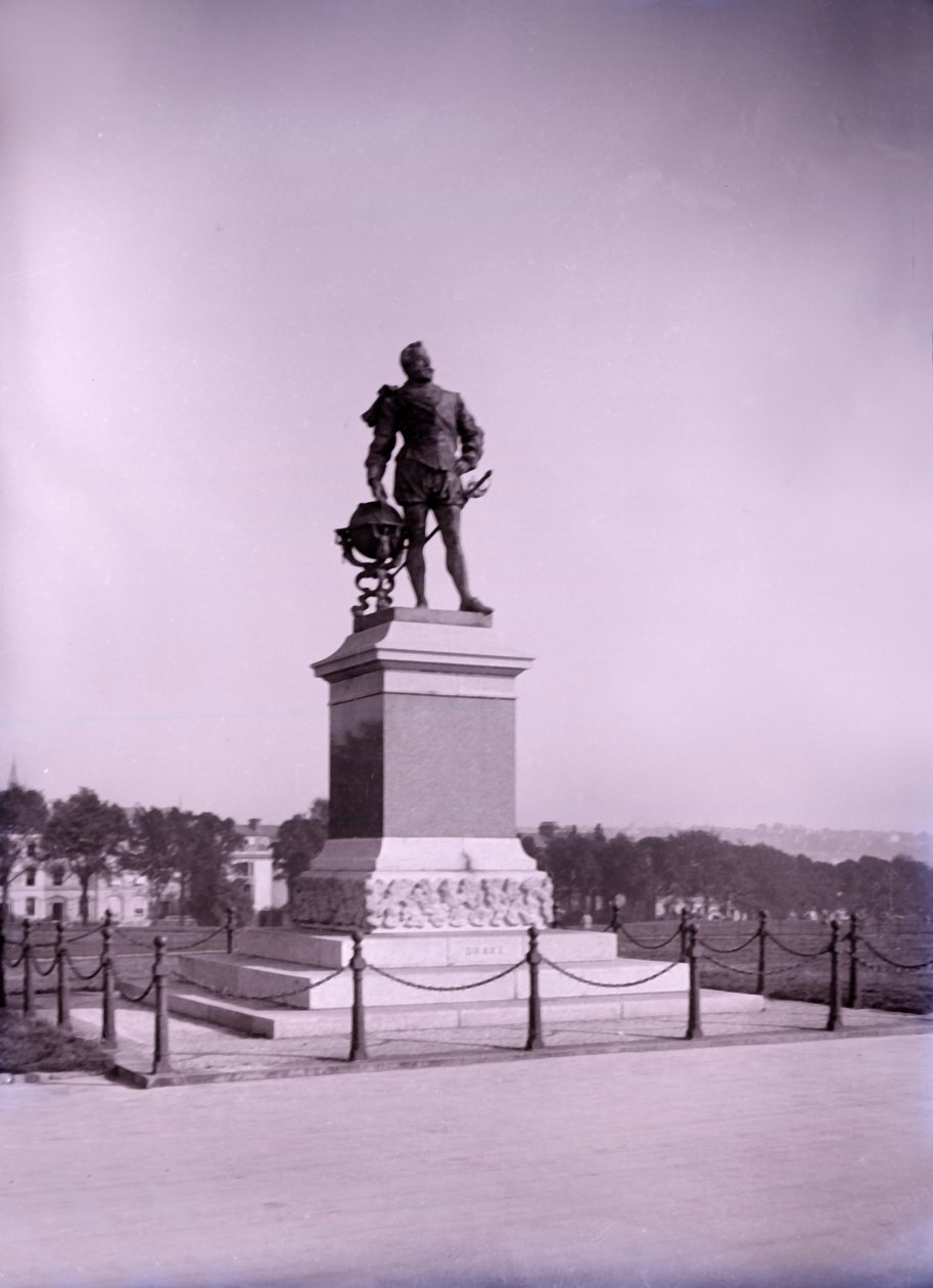 Statue af Francis Drake ved Plymouth i Devon, slutningen af det 19.-begyndelsen af det 20. århundrede. af Unbekannt