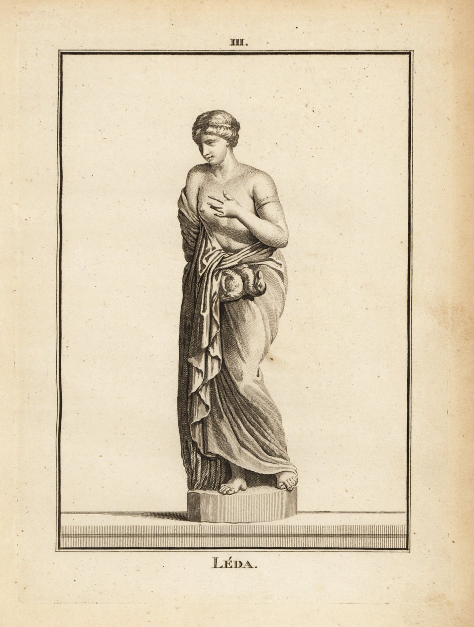 Statue af Leda, den aetolske prinsesse senere dronning af Sparta, forført af Zeus i form af en svane af Unbekannt