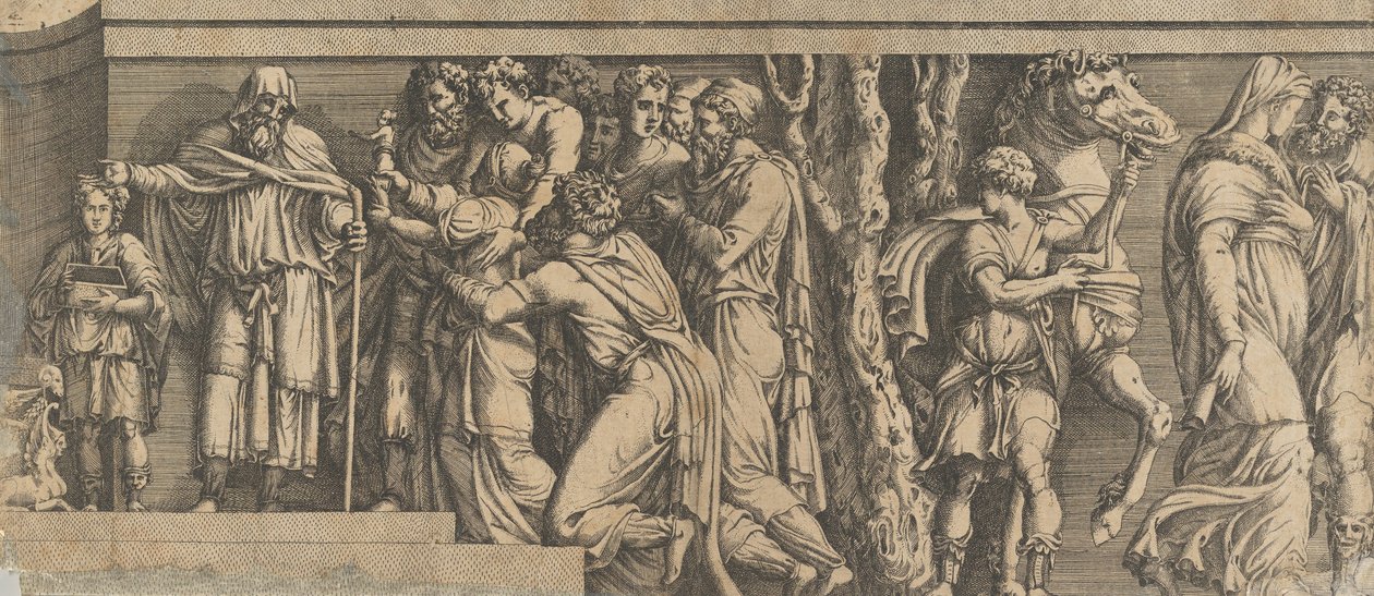 Statue af Niobe og hendes tilbedere, med Apollo og Diana og andre figurer, 1543-47. af Unbekannt