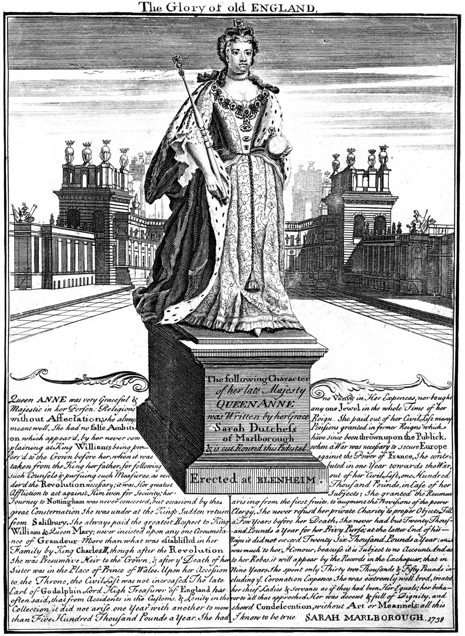 Statue af Dronning Anne 1665-1714, Blenheim Palace, Oxfordshire, 1738 af Unbekannt