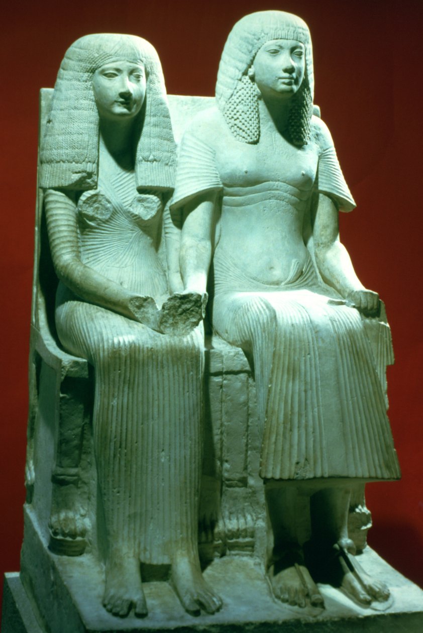 Statue af en mand og kone, egyptisk, 18. dynasti af Unbekannt