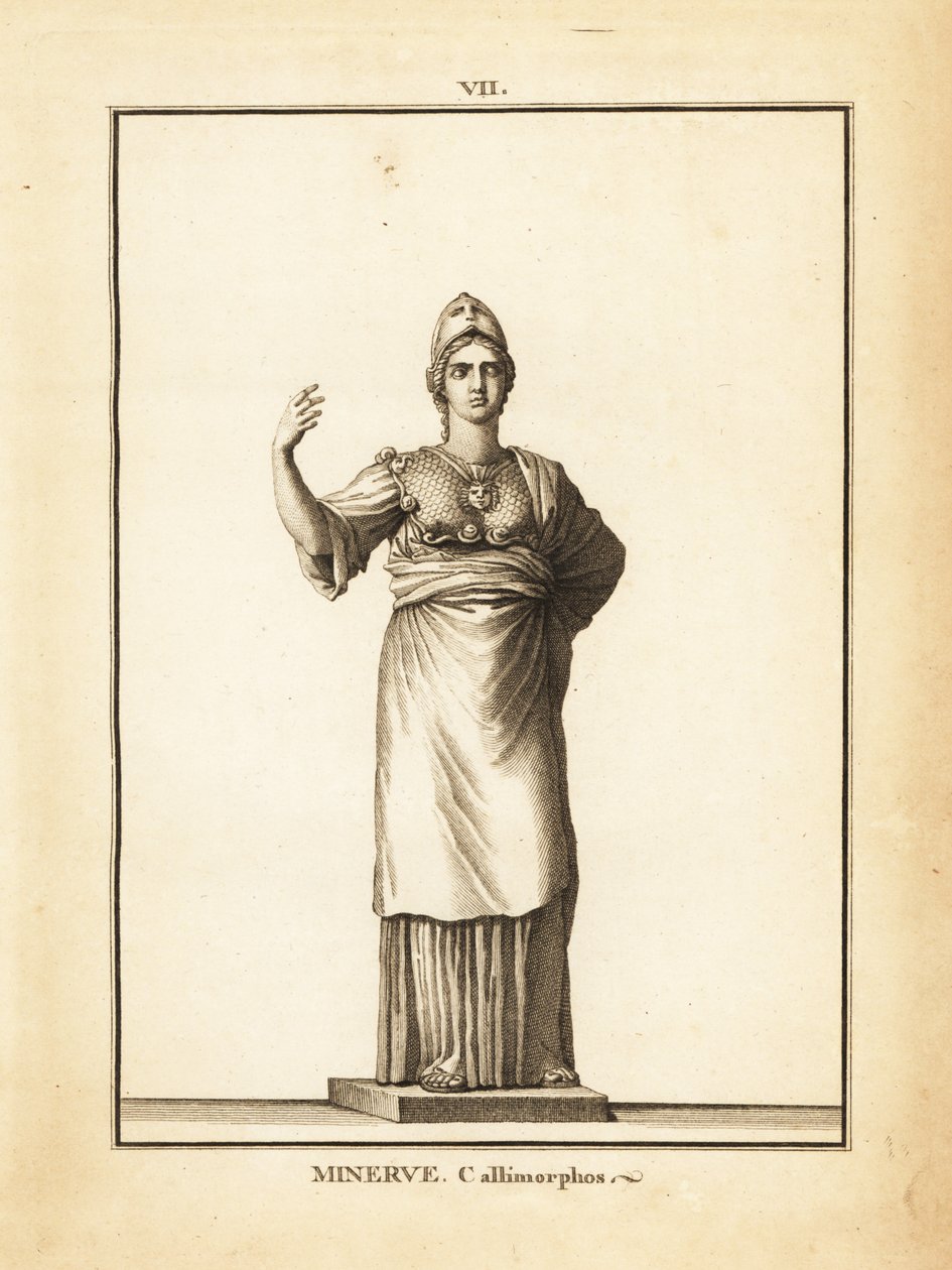 Statue af den romerske visdomsgudinde Minerva Callimorphos, med hjelm af Unbekannt