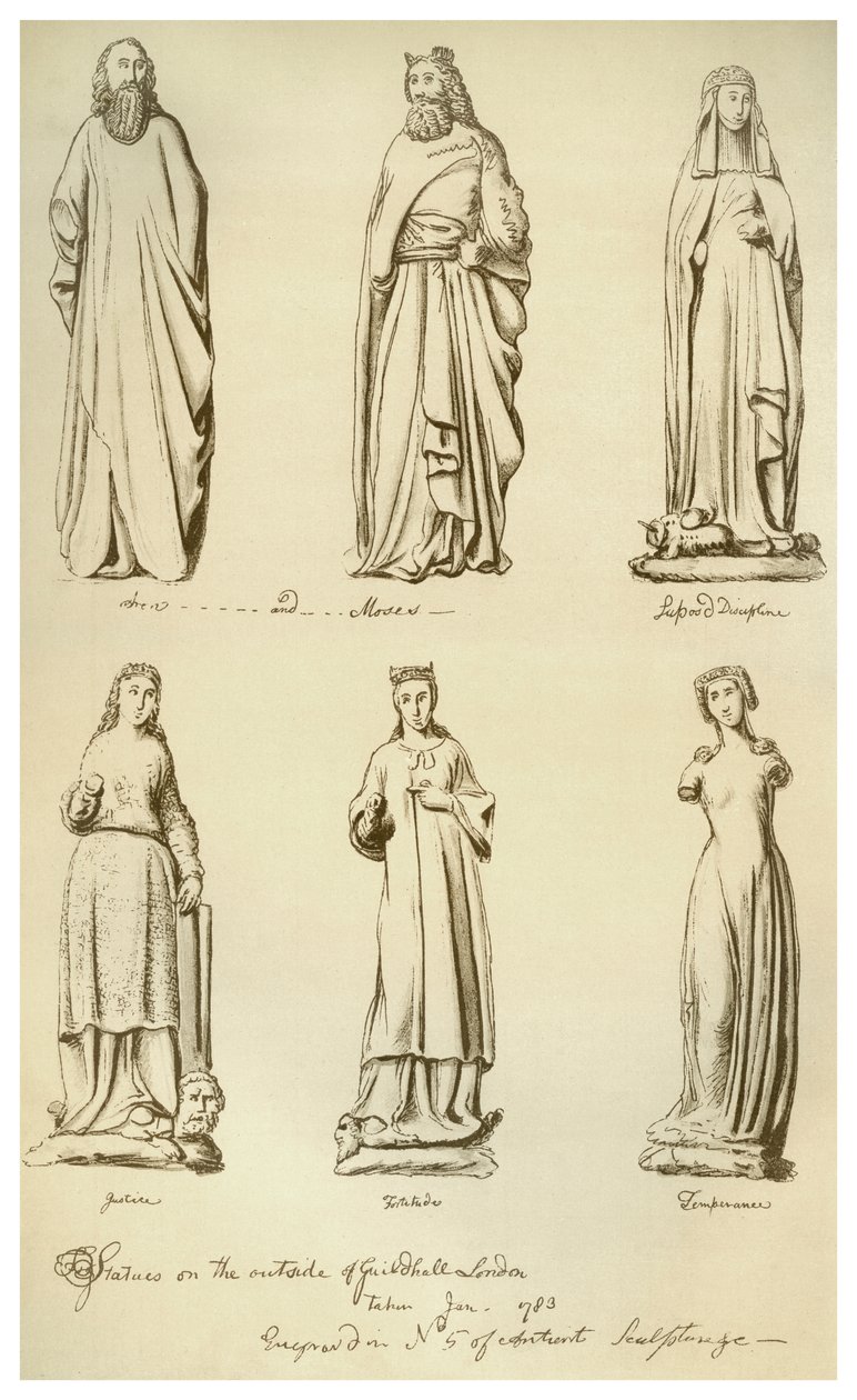 Statuer tidligere på ydersiden af Guildhall, City of London, 1783 1886 af Unbekannt