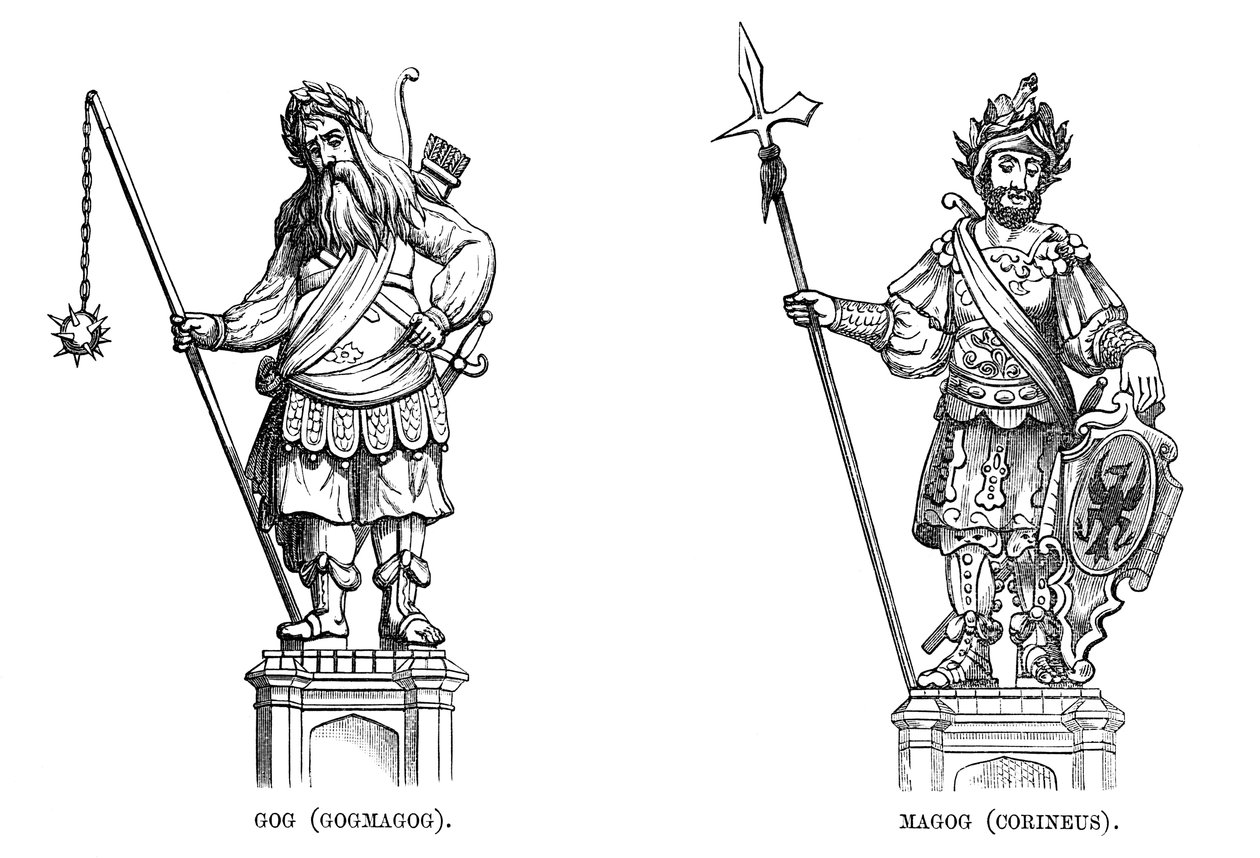 Statuer af Gog Gogmagog og Magog Corineus, 1886 af Unbekannt