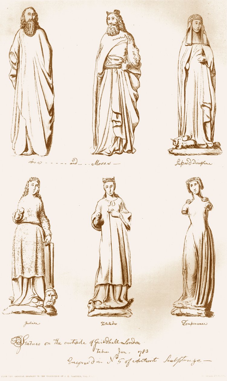Statuer på ydersiden af Guild Hall, 1783, 1886 af Unbekannt