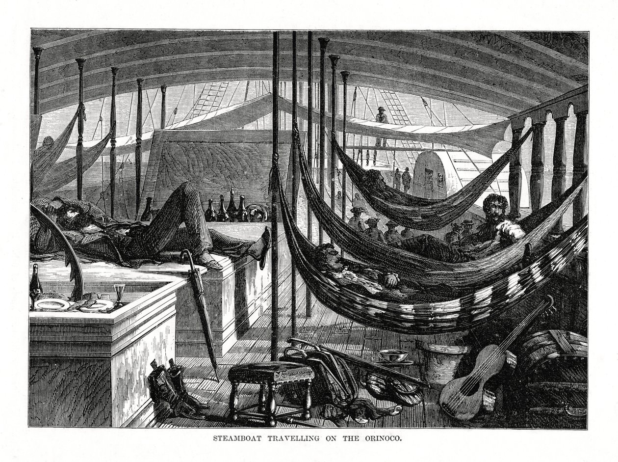 Dampbåd, der rejser på Orinoco, Sydamerika, 1877 af Unbekannt