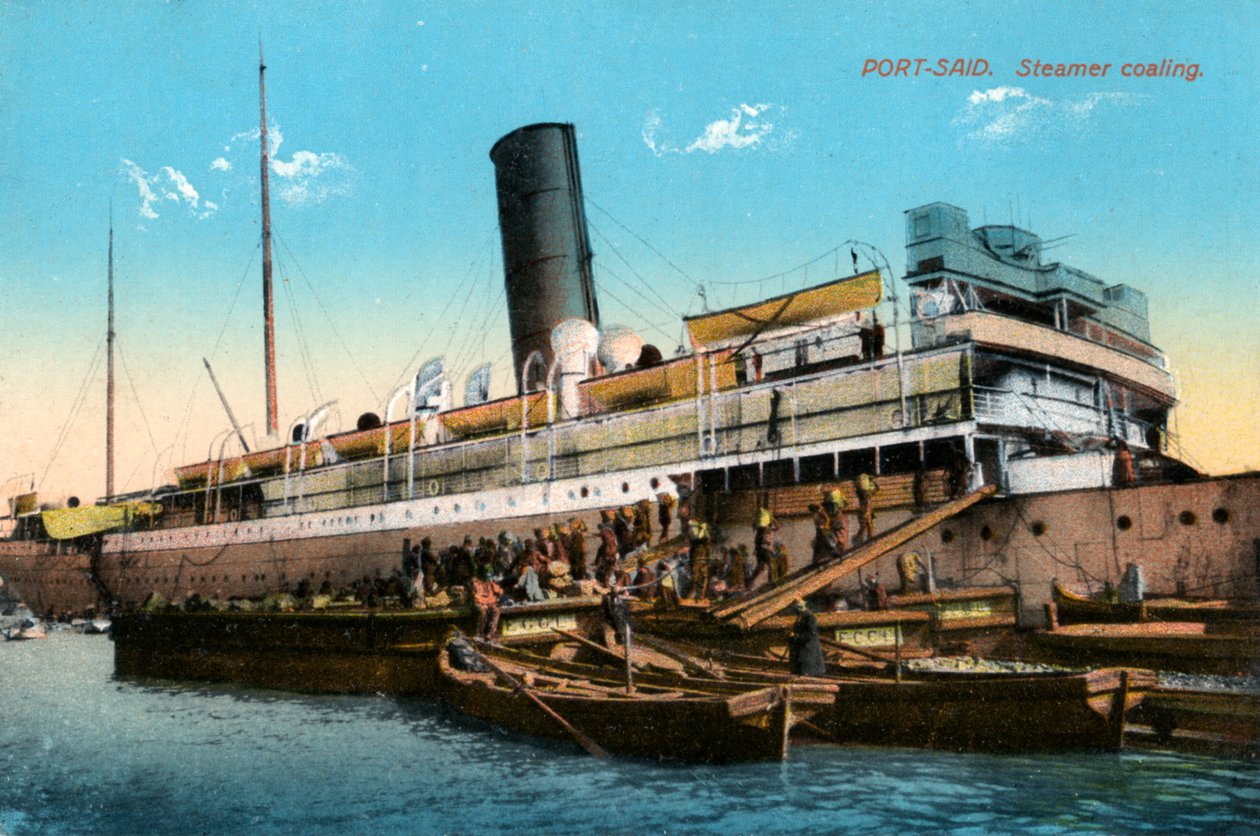 Steamer coaling, Port Said, Egypten, 20. århundrede af Unbekannt