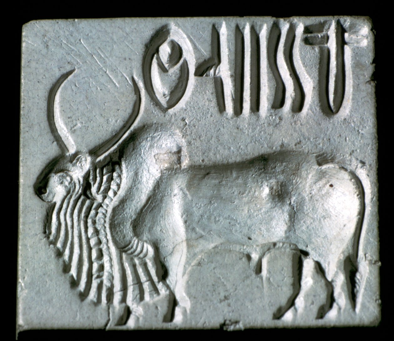 Steatitsæl med pukkeltyr, Indusdalen, Mohenjo-Daro, 2500 - 2000 f.Kr. af Unbekannt