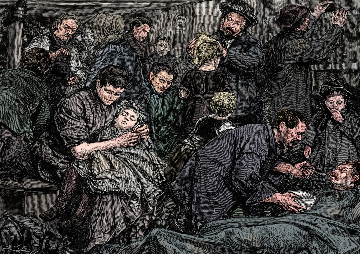 Styr passagerer på en atlanterhavsdamper på vej til Amerika, c1850 af Unbekannt