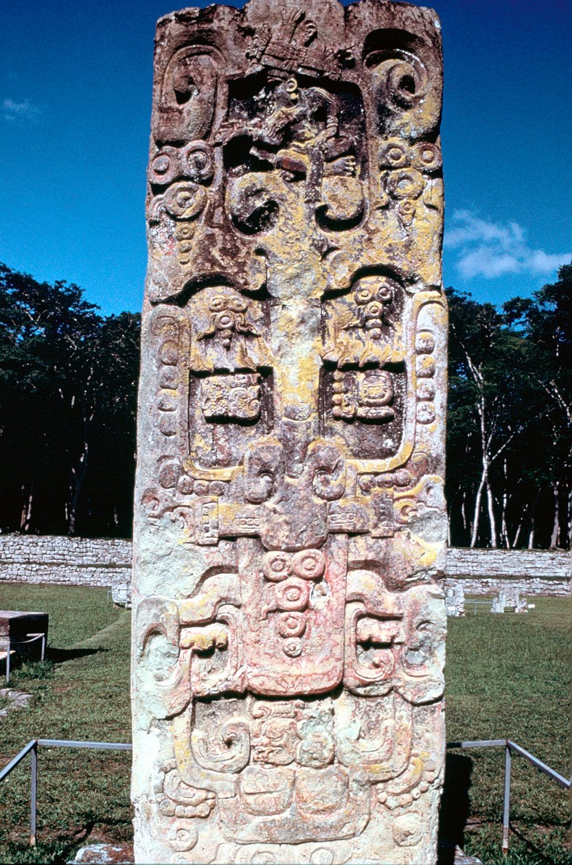 Stele B fra Copan, Honduras, Pre-Columbian, Maya, c300-630 af Unbekannt