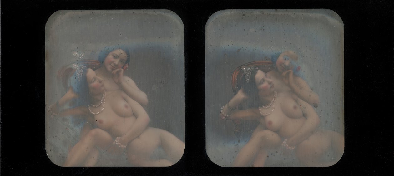 [Stereografisk visning af to nøgne kvinder], 1840