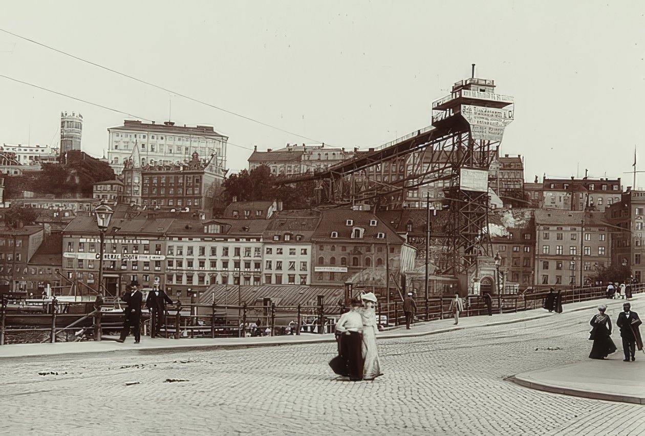 Stockholm / Sverige. Katarinahissen (elevator). Omkring 1900 af Unbekannt