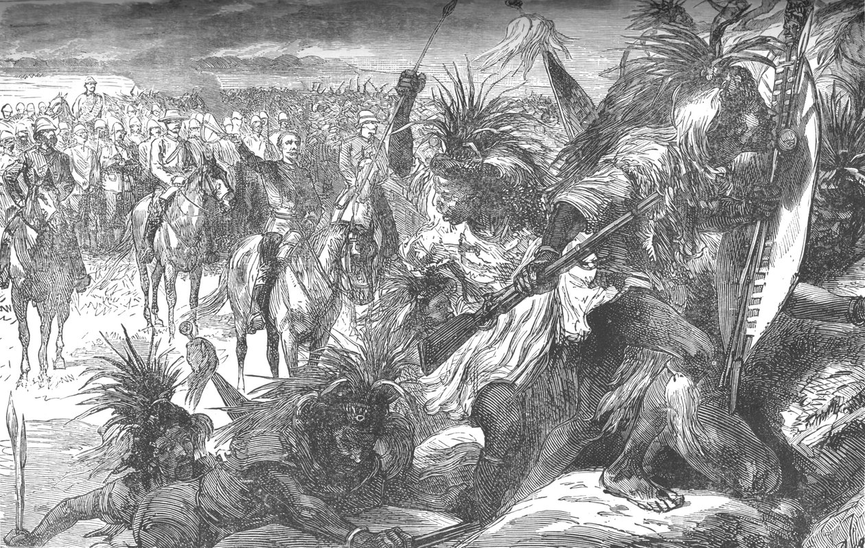 Storming af Sekukunis Stronghold: Sir Garnet Wolseley hepper på Swazies, c1880 af Unbekannt