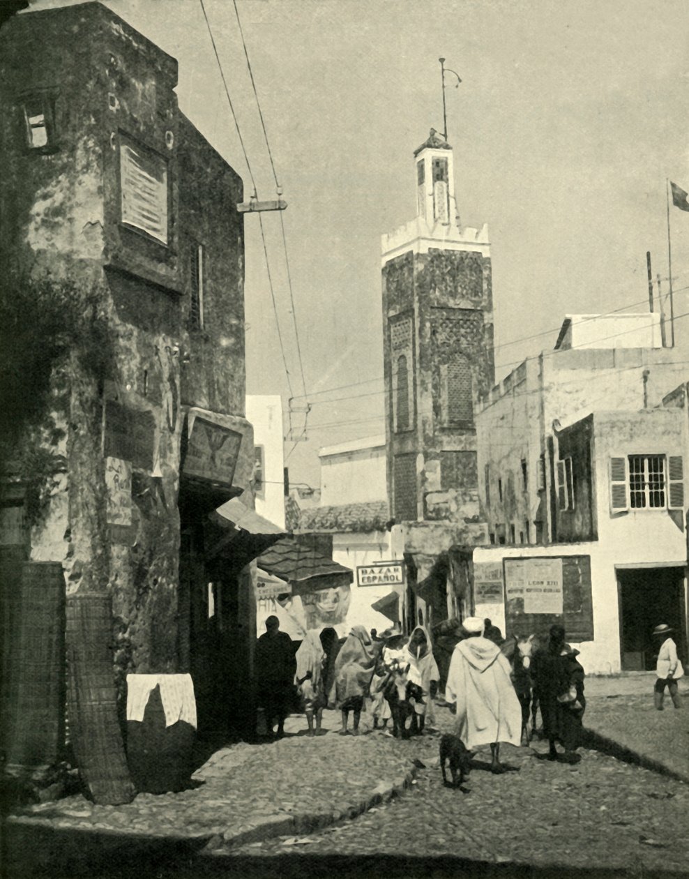 Gadescene i Tanger, Viser moske, 1902. af Unbekannt