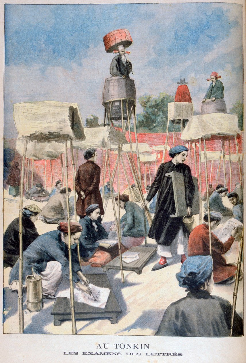 Studerende til skriveeksamen, Tonkin, Vietnam, 1895 af Unbekannt