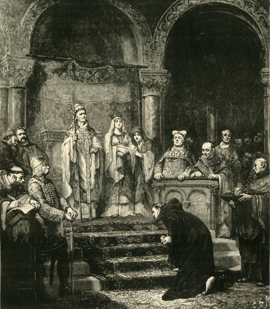 Indsendelse af Henrik IV. I Canossa, 1077, 1890. af Unbekannt
