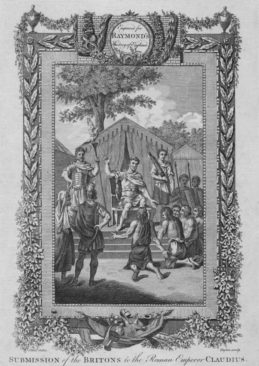 Underkastelse af briterne til den romerske kejser Claudius, c1787 af Unbekannt