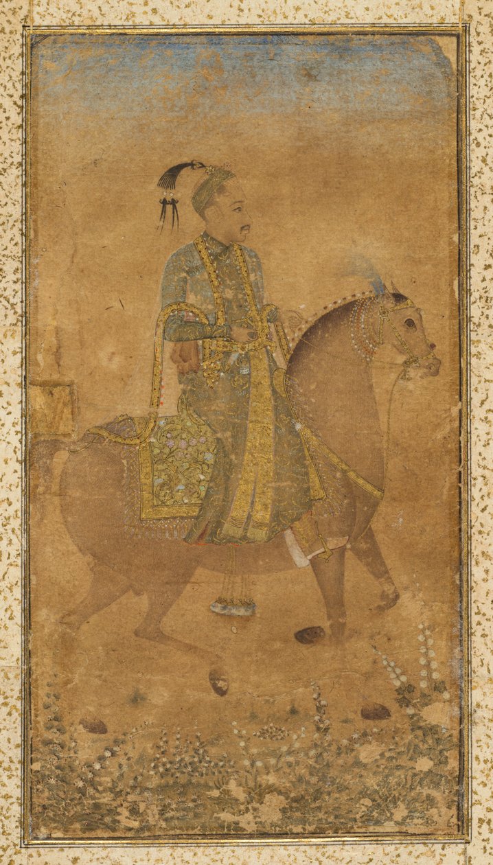 Sultan Abdullah Qutb Shah 1614-74 til hest, ca. 1635. af Unbekannt