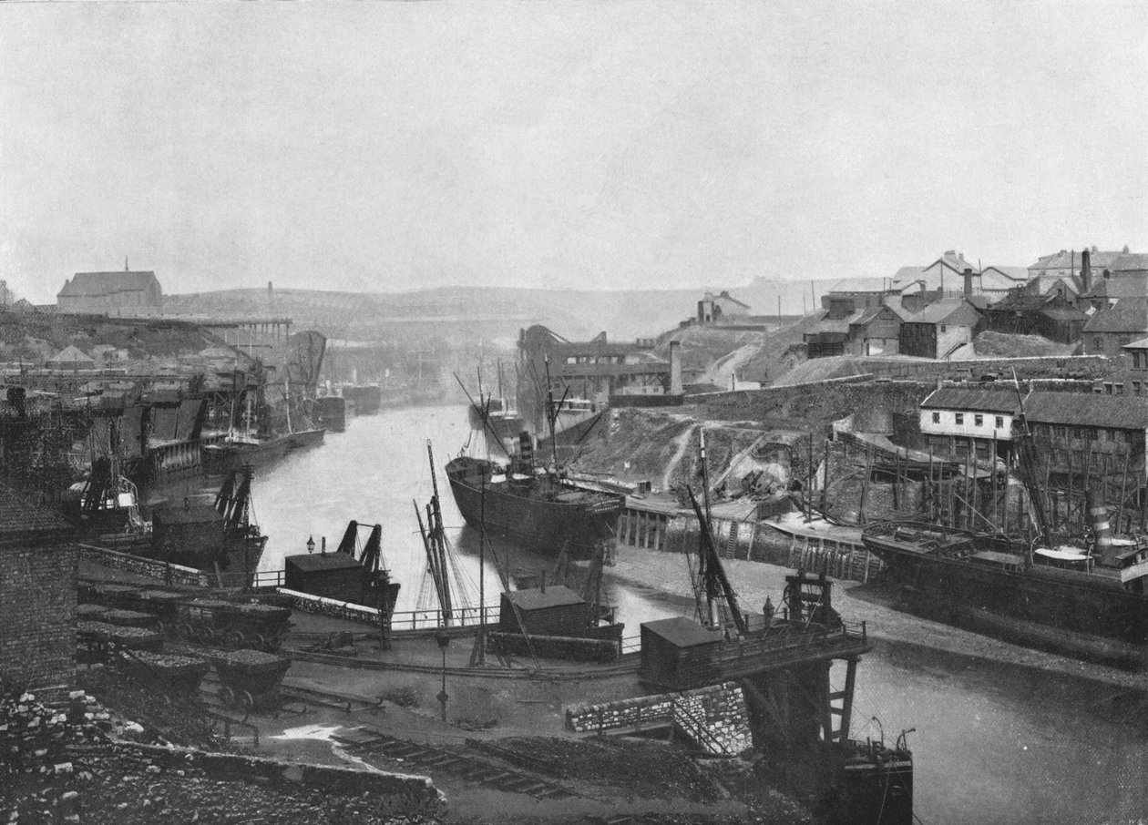 Sunderland - Ser op ad floden fra broen, 1895 af Unbekannt