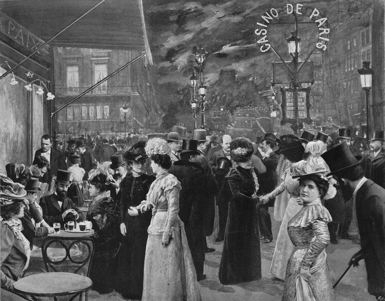 På Boulevarden - Foran Café De La Paix, 1900 af Unbekannt