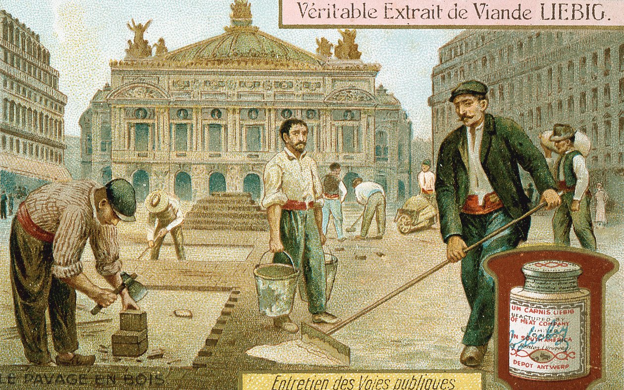 Overfladen på en Paris-gade med træklodser, c1900 af Unbekannt