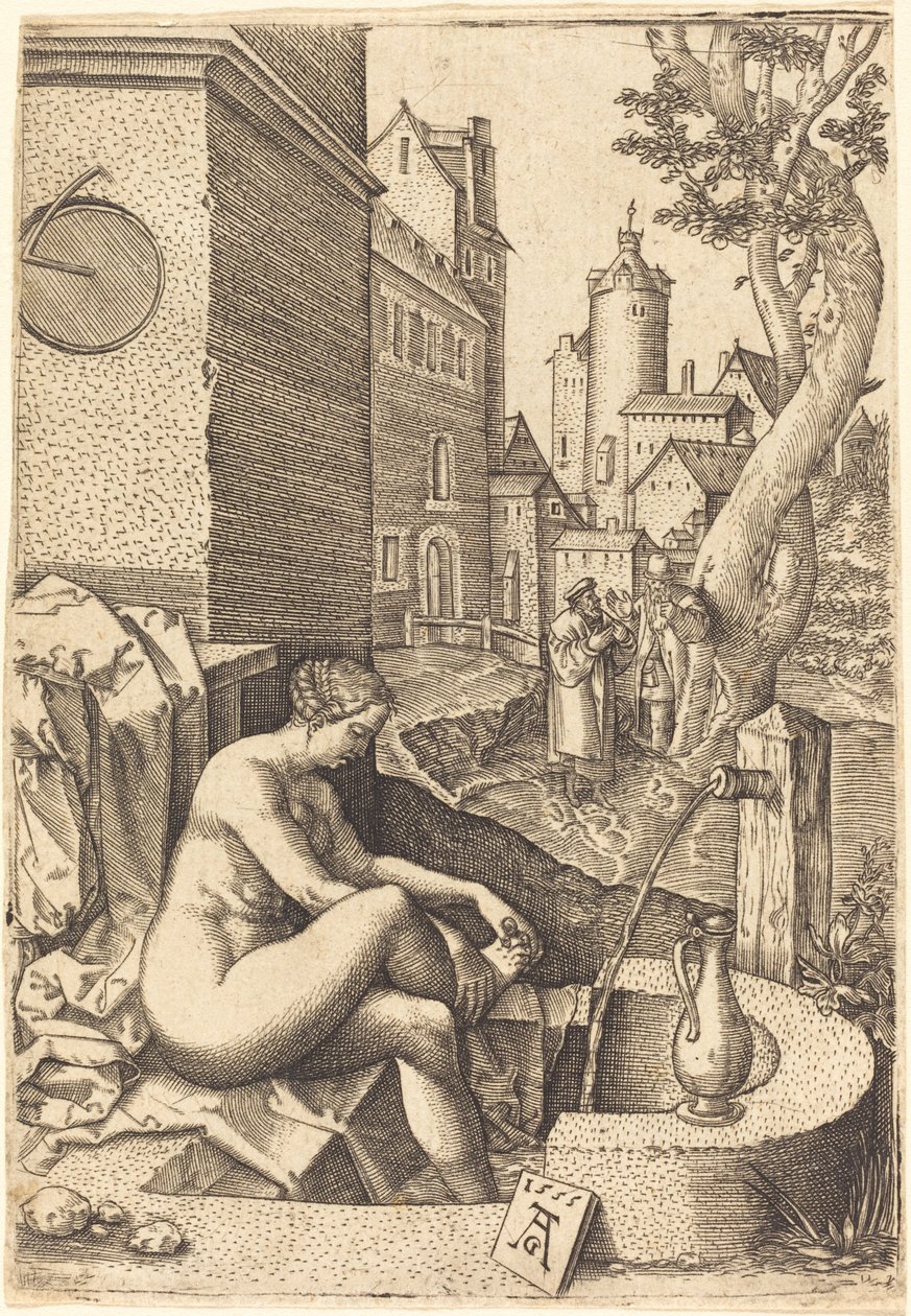 Susanna overrasket af de to ældste, 1555. af Unbekannt
