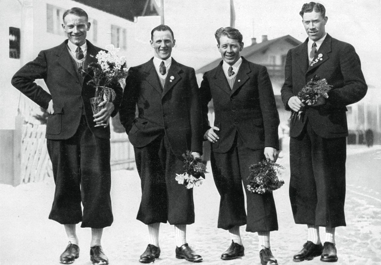 Svensk langrendshold, Olympiske Vinterlege, Garmisch-Partenkirchen, Tyskland, 1936 af Unbekannt