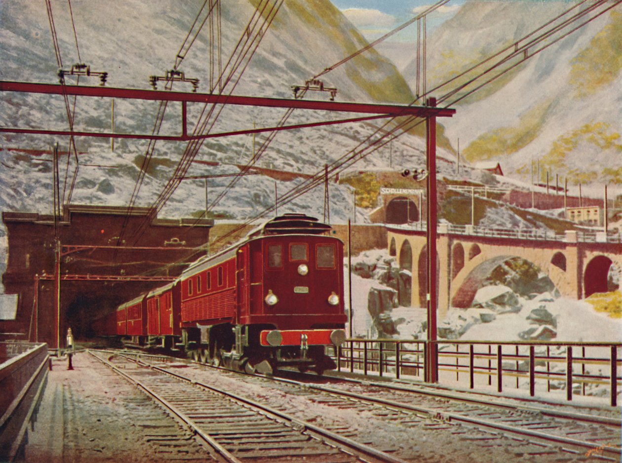 Swiss Express forlader den store St. Gotthard-tunnel, 1926 af Unbekannt