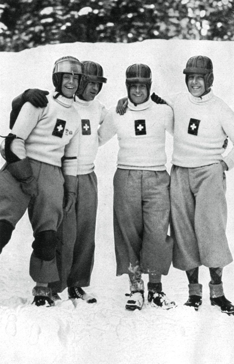 Schweizisk firemands bobslædehold, Olympiske Vinterlege, Garmisch-Partenkirchen, Tyskland, 1936 af Unbekannt